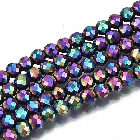 Rainbow Electroplate Non-magnetic Synthetic Hematite Beads Strands G-T114-60B-M-1