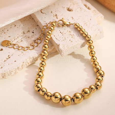304 Stainless Steel Beaded Bracelets for Women LS-BJEW-Z136-02G-1