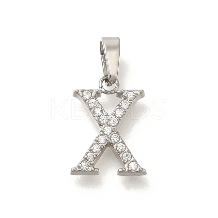 304 Stainless Steel Micro Pave Cubic Zirconia Pendants STAS-H228-02P-09-1