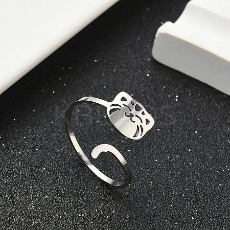 304 Stainless Steel Cuff Rings for Women LS-RJEW-F195-02P-1