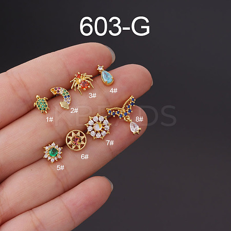 316L Surgical Stainless Steel Micro Pave Cubic Zirconia Cartilage Earrings WG7DF17-19-1