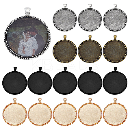 20Pcs 4 Colors Alloy Pendant Cabochon Settings FIND-PH0029-11-1