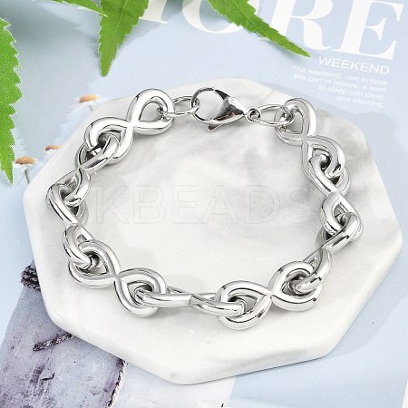 304 Stainless Steel Infinity Link Chain Bracelets for Women Men BJEW-F488-53B-P-1