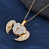 304 Stainless Steel Polymer Clay Crystal Rhinestones Openable Pendant Necklaces for Women NJEW-Z065-09G-2