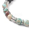 Natural Imperial Jasper(Dyed) & Lava Rock Braided Bead Bracelet BJEW-TA00188-03-2