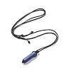 Natural Lapis Lazuli Bullet Pendant Necklace with Waxed Cords for Women NJEW-M196-02E-2