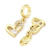 Brass Micro Pave Cubic Zirconia European Dangle Charms KK-D325-19G-02-2