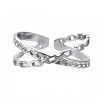 Non-Tarnish 304 Stainless Steel Criss Cross Open Cuff Ring RJEW-T023-11P-1