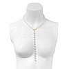 Alloy & White Imitation Pearl Round Beaded Link Chain Y Necklaces for Women FS-WG05D33-01-5