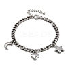 316 Surgical Stainless Steel Moon Heart Star Charm Bracelets BJEW-C125-11P-2