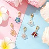 Transparent Glass Flower Pendant Decorations HJEW-JM03728-1