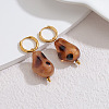 304 Stainless Steel & Acrylic Hoop Dangle Earrings WGAB57F-03-1