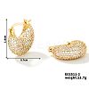 Moon-shaped Brass Rhinestone Hoop Earrings for autumn and winter JO3025-2-1