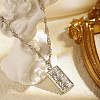 Stainless Steel Rectangle with Sun Pendant Necklace for Women FF9356-2-1