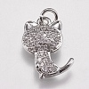 Brass Micro Pave Cubic Zirconia Kitten Charms ZIRC-E147-42P-1