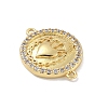 Rack Plating Brass Micro Pave Clear Cubic Zirconia Sacred Heart of Jesus Connector Charms X-KK-A234-065G-2