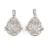 Brass Hollow Teardrop Cage Pendants KK-L079-20-NR-1