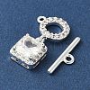 Brass Pave Clear Cubic Zirconia Toggle Clasps KK-A253-08S-2