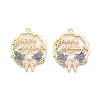 Rack Plating Alloy Enamel Pendants ENAM-N056-370KCG-03-1