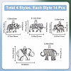 56Pcs 4 Styles Alloy Pendants FIND-SC0007-96-2
