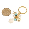 4Pcs 4 Colors Ocean Series Natural White Jade & Lapis Lazuli & Green Aventurine & Synthetic Turquoise & 304 Stainless Steel Starfish Shell Shape Turtle Keychain KEYC-JKC01388-3