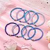 10Pcs 10 Styles Blue Color Palette Glass Seed Beaded Stretch Bracelets Sets BJEW-MZ00096-2