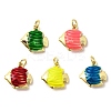 Brass Enamel Pendants KK-I378-13G-B-1