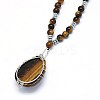 Natural Tiger Eye Pendant Necklaces NJEW-P241-C05-3