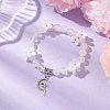 Natural Quartz Crystal Round Beaded Charm Bracelets BJEW-TA00615-02-1