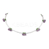Natural Gemstone with Glass Necklace NJEW-TA00159-4