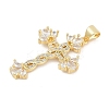Brass Micro Pave Clear Cubic Zirconia Pendants KK-G522-51G-01-2