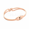 Crystal Rhinestone Wave Bangle with Roman Numeral BJEW-N017-009RG-2