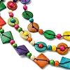 Dyed Natural Coconut Rhombus Beaded 3 Layer Necklaces LS-NJEW-A007-02C-2