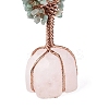 Natural Green Aventurine Chips and Rose Quartz Pedestal Display Decorations G-S282-01-4