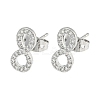 Brass Micro Pave Cubic Zirconia Ear Studs EJEW-P261-22P-1