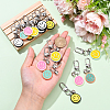 15Pcs 5 Colors Resin Enamel Smiling Face Pendant Decorations HJEW-YW00165-4