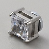 Clear Cubic Zirconia Square Clip-on Earrings EJEW-TAC0017-07-1