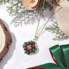 Glass Seed Beaded Clover Pendant 304 Stainless Steel Cable Chain Necklaces for Women NJEW-MZ00128-02-1