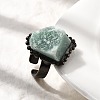 Natural Green Aventurine Irregular Nugget Open Cuff Rings G-A278-03AB-06-3
