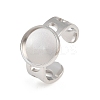 Hollow Heart 304 Stainless Steel Cuff Ring Components SA-CBA82C8-02C-P-1