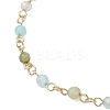 304 Stainless Steel & Natural Agate(Dyed & Heated) Faceted Round Link Chain Anklets AJEW-AN00747-02-4