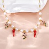 Brass Micro Pave Clear Cubic Zirconia Beaded Necklaces NJEW-Z059-06G-01-1