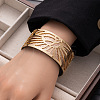 Sun 304 Stainless Steel & Imitation Leather Cuff Bangles FS-WGE67E3-05-1