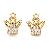 Brass Micro Pave Clear Cubic Zirconia Charms KK-T073-15G-1