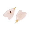 Brass & Natural Rose Quartz & Cubic Zirconia Pendants GG-CBAD360-20G-10-2