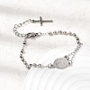 304 Stainless Steel Saint Benedict Cross Link Bracelets for Women BJEW-K295-02P-3