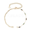 Handmade Faceted Round Gemstone Beads 316 Stainless Steel & 304 Stainless Steel Paperclip Chain Bracelet Making AJEW-JB01587-2