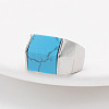 Rectangle Synthetic Turquoise Finger Ring FIND-PW0021-08B-P-1