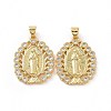 Brass Micro Pave Clear Cubic Zirconia Pendants ZIRC-F135-21G-2