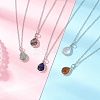 Teardrop Faceted Natural Mixed Stone Pendant 304 Stainless Steel Cable Chain Necklaces for Women NJEW-JN05288-1
